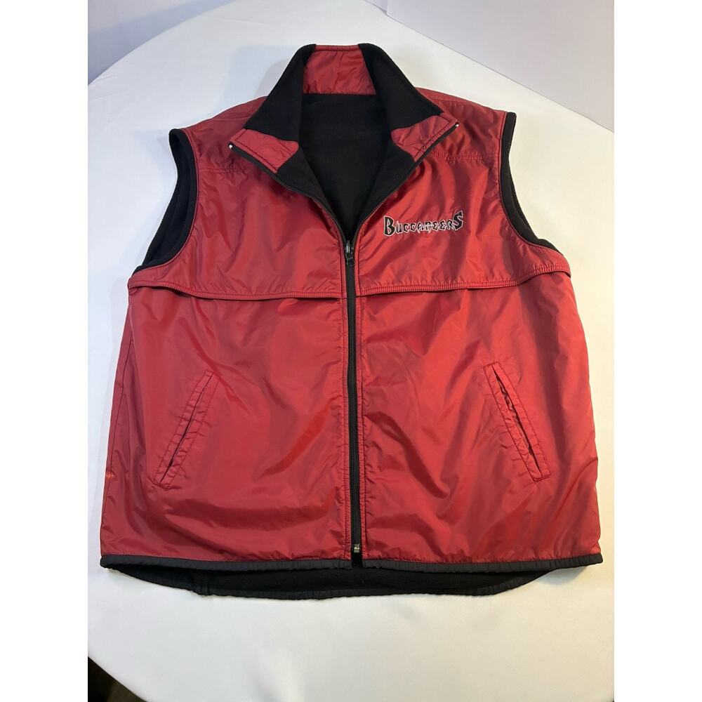 Tampa Bay Buccaneers Reversible Fleece Vest Men’s Large Red Black Full Zip